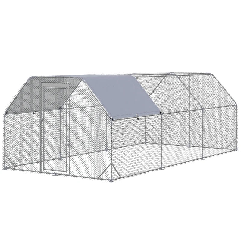 9' x 19' x 6.5' Walk-In Chicken Coop Pen with Flat Top and Canopy Cover