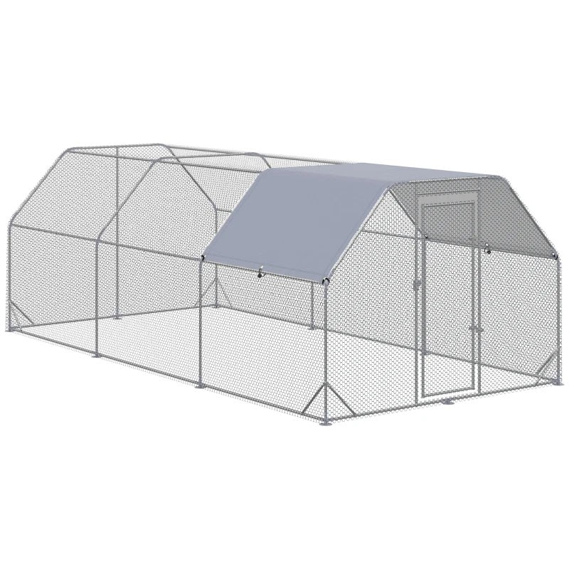 9' x 19' x 6.5' Walk-In Chicken Coop Pen with Flat Top and Canopy Cover