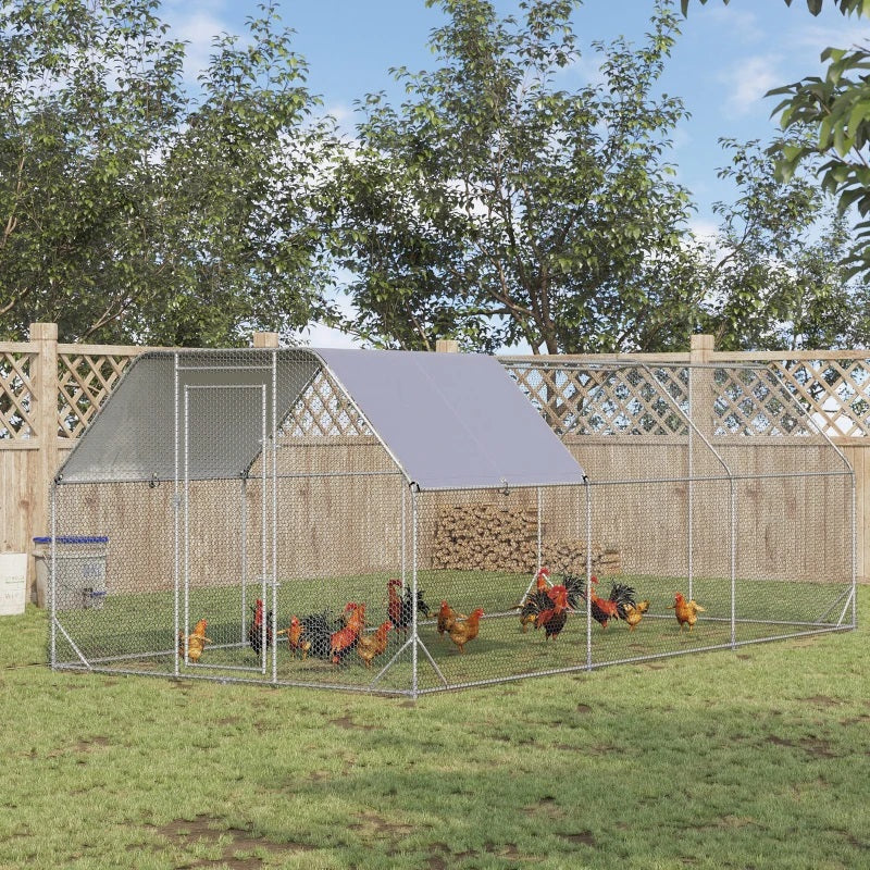 9' x 19' x 6.5' Walk-In Chicken Coop Pen with Flat Top and Canopy Cover