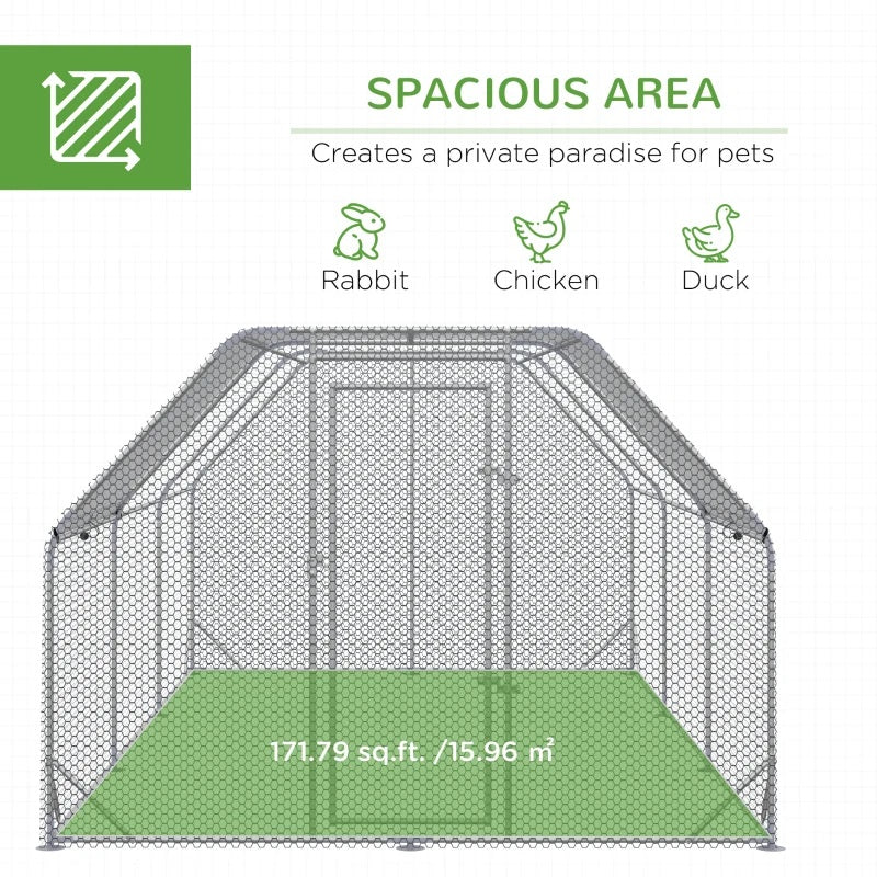 9' x 19' x 6.5' Walk-In Chicken Coop Pen with Flat Top and Canopy Cover