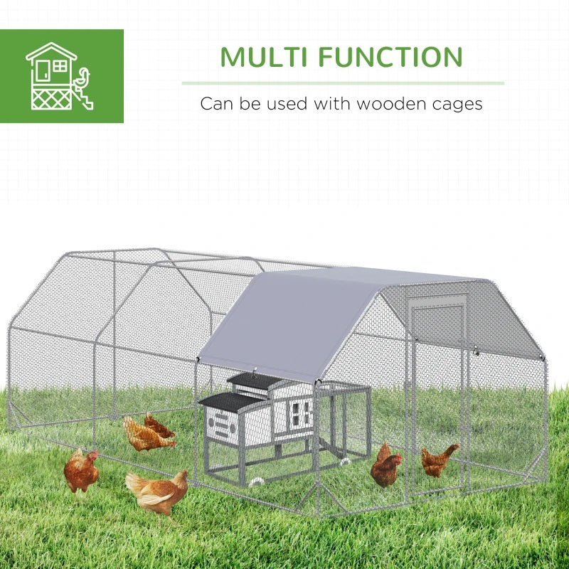 9' x 19' x 6.5' Walk-In Chicken Coop Pen with Flat Top and Canopy Cover