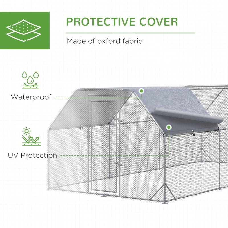 9' x 19' x 6.5' Walk-In Chicken Coop Pen with Flat Top and Canopy Cover