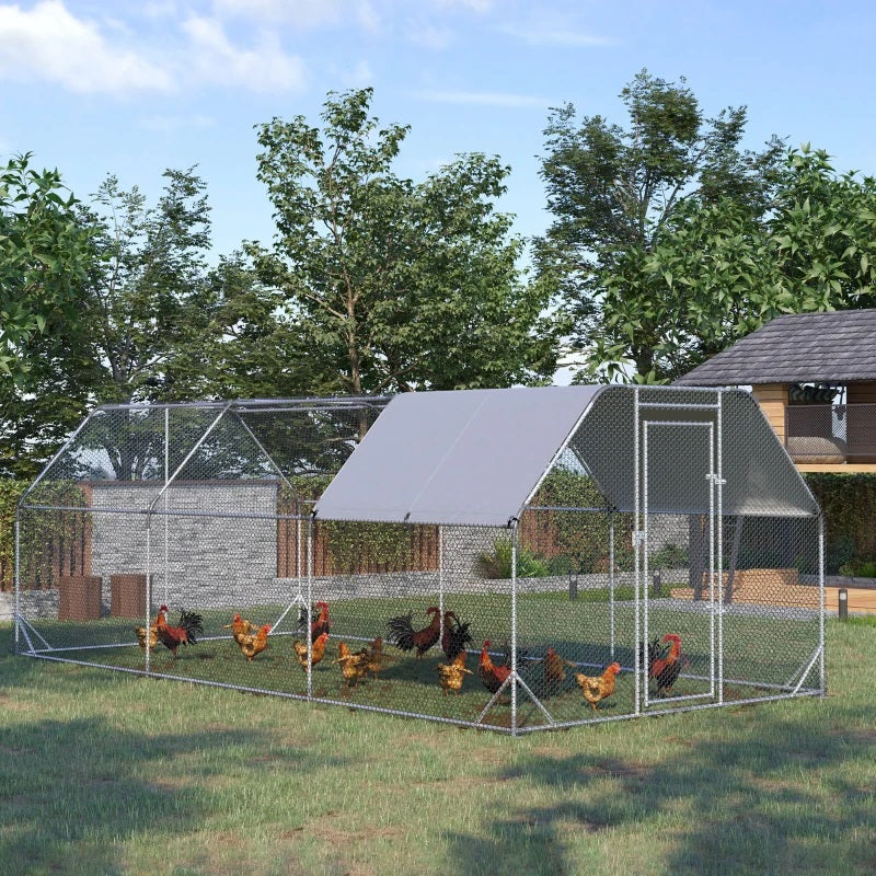 9' x 19' x 6.5' Walk-In Chicken Coop Pen with Flat Top and Canopy Cover