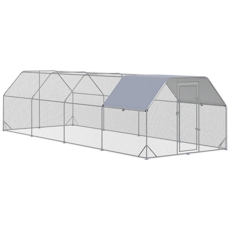 9' x 25' x 6.5' Walk-In Chicken Coop Pen with Flat Top and Canopy Cover