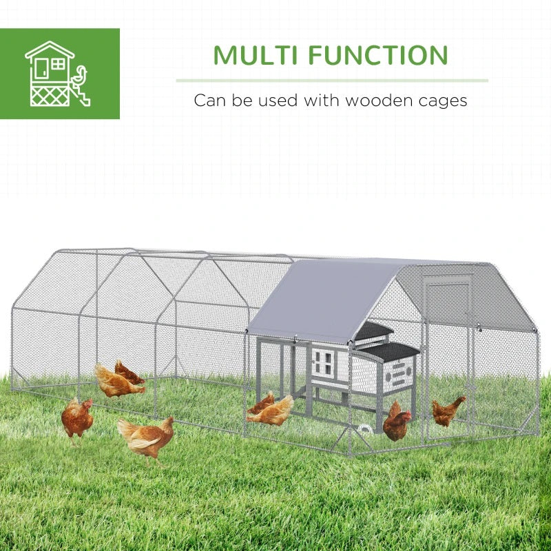 9' x 25' x 6.5' Walk-In Chicken Coop Pen with Flat Top and Canopy Cover