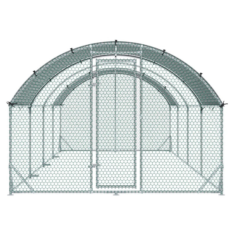 9' x 25' x 6.5' Walk-In Steel Chicken Coop & Small Animal Pen with Canopy and Rounded Top