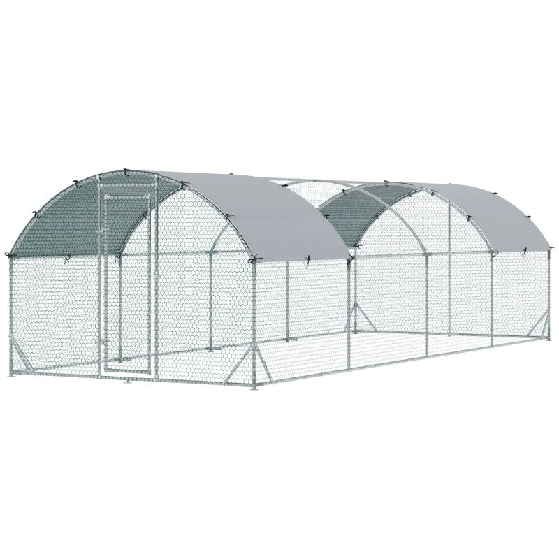 9' x 25' x 6.5' Walk-In Steel Chicken Coop & Small Animal Pen with Canopy and Rounded Top