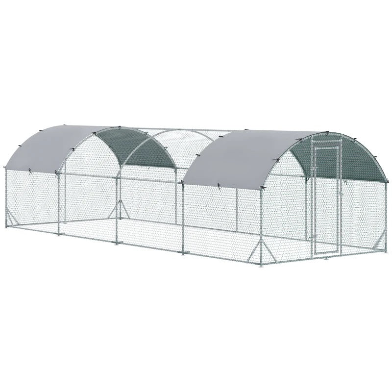 9' x 25' x 6.5' Walk-In Steel Chicken Coop & Small Animal Pen with Canopy and Rounded Top