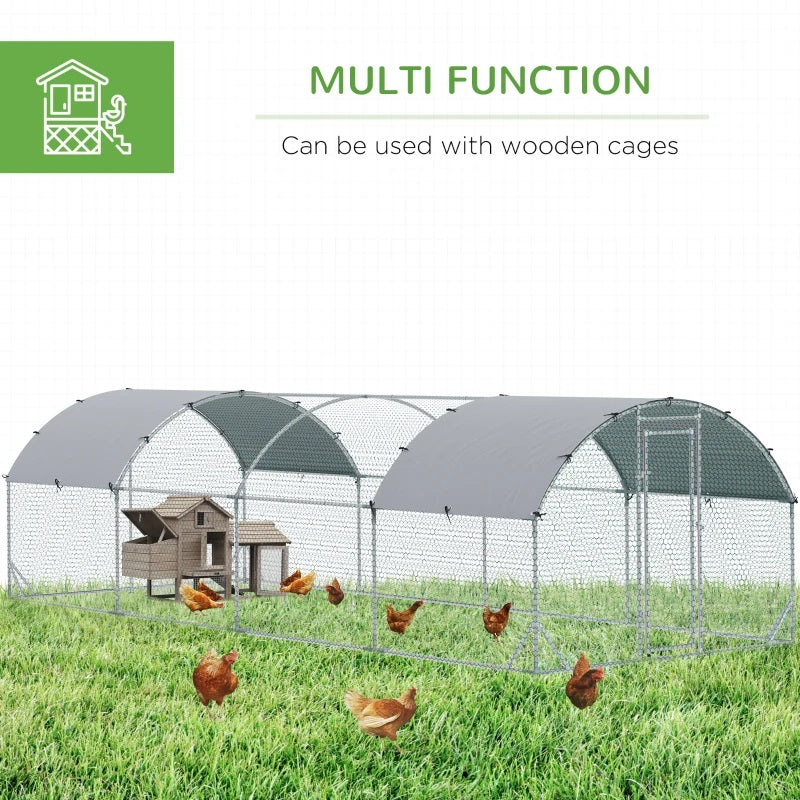 9' x 25' x 6.5' Walk-In Steel Chicken Coop & Small Animal Pen with Canopy and Rounded Top