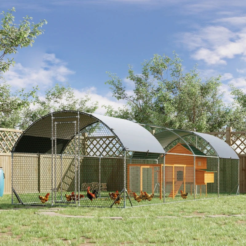 9' x 25' x 6.5' Walk-In Steel Chicken Coop & Small Animal Pen with Canopy and Rounded Top