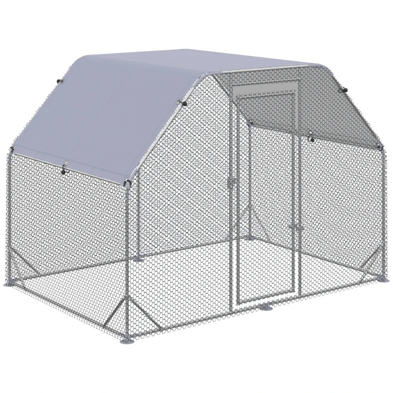 9' x 6' x 6.5' Walk-In Chicken Coop Pen with Flat Top and Canopy Cover