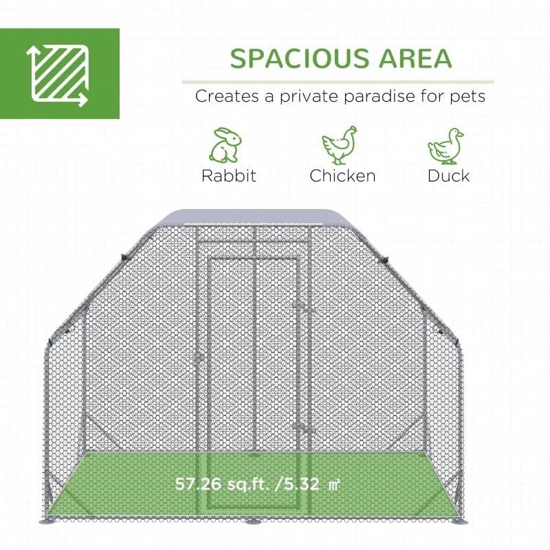 9' x 6' x 6.5' Walk-In Chicken Coop Pen with Flat Top and Canopy Cover