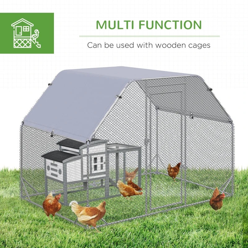 9' x 6' x 6.5' Walk-In Chicken Coop Pen with Flat Top and Canopy Cover