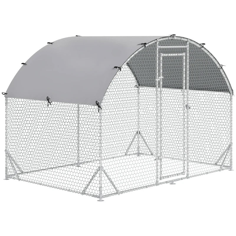 9' x 6' x 6.5' Walk-In Steel Chicken Coop & Small Animal Pen with Canopy and Rounded Top