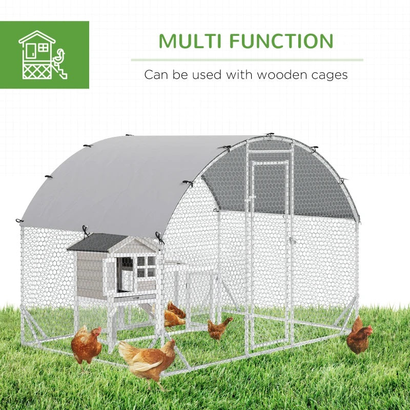 9' x 6' x 6.5' Walk-In Steel Chicken Coop & Small Animal Pen with Canopy and Rounded Top