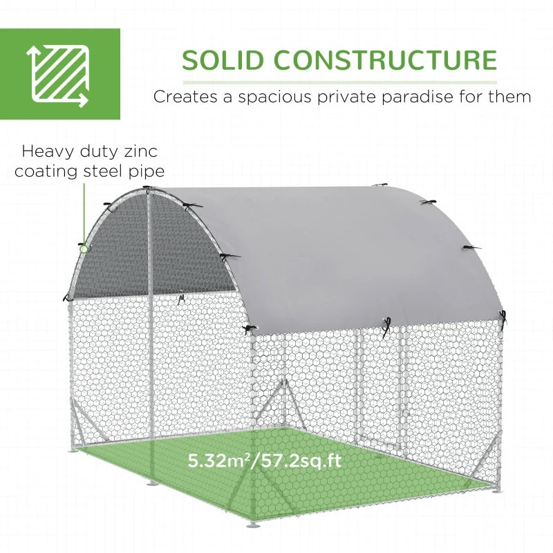 9' x 6' x 6.5' Walk-In Steel Chicken Coop & Small Animal Pen with Canopy and Rounded Top