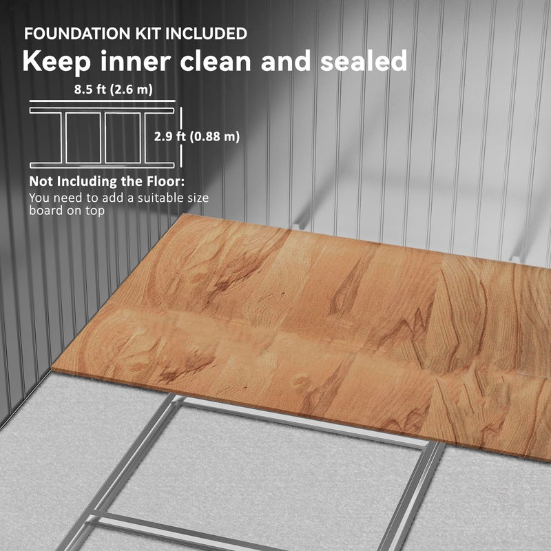 9' x 6.4' Outdoor Garden Storage Shed with Dual Sliding Doors - Dark Brown