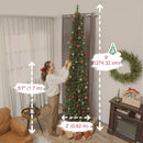 9ft Skinny Artificial Christmas Tree with Synchronized LED Lights, Remote and Timer - Green