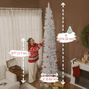 9ft Skinny Artificial Christmas Tree with Synchronized LED Lights, Remote and Timer - White