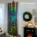 9ft Skinny Artificial Christmas Tree with Synchronized LED Lights, Remote and Timer - Green