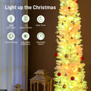 9ft Skinny Artificial Christmas Tree with Synchronized LED Lights, Remote and Timer - White
