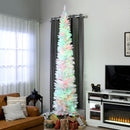 9ft Skinny Artificial Christmas Tree with Synchronized LED Lights, Remote and Timer - White