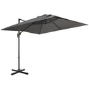 Patio Umbrellas, 9ft Square Offset Cantilever Umbrella with Aluminum Frame, 360° Rotation, Crank Handle and Tilt - Dark Grey - Seasonal Overstock