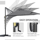 Patio Umbrellas, 9ft Square Offset Cantilever Umbrella with Aluminum Frame, 360° Rotation, Crank Handle and Tilt - Dark Grey - Seasonal Overstock