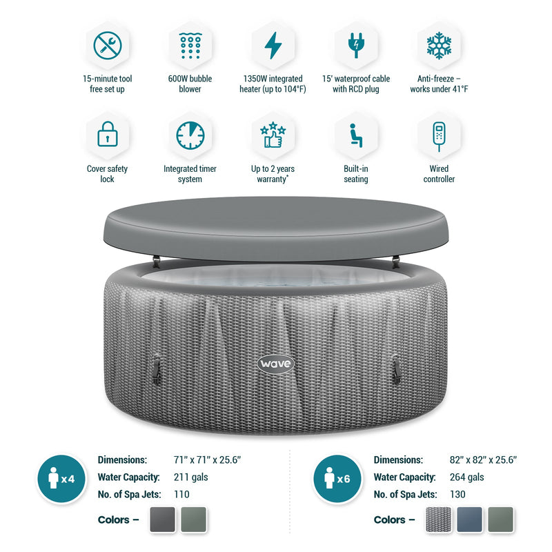 Atlantic | 4/6-Person Inflatable Hot Tub | Round | Integrated Heater