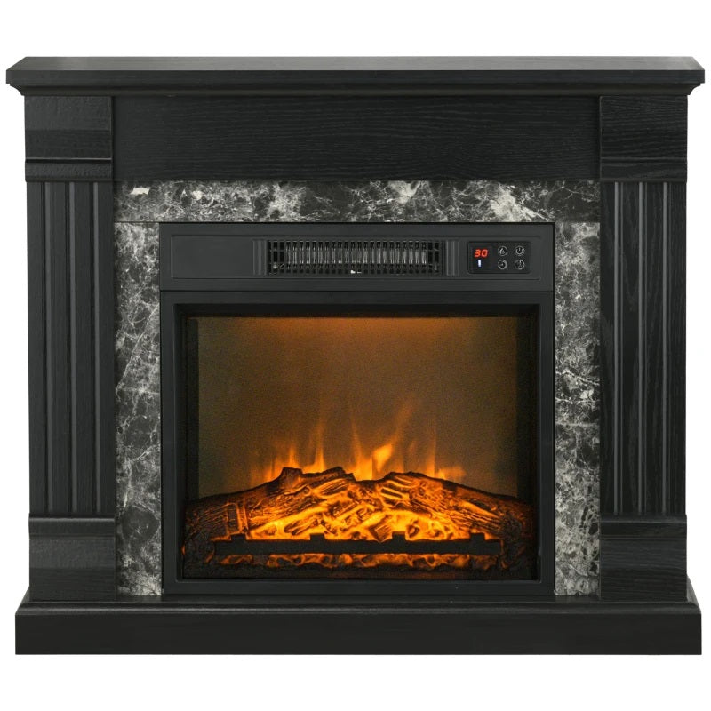 Able Grove 32" Freestanding Electric Fireplace with Black Mantel, Shelf and 1400w Heater