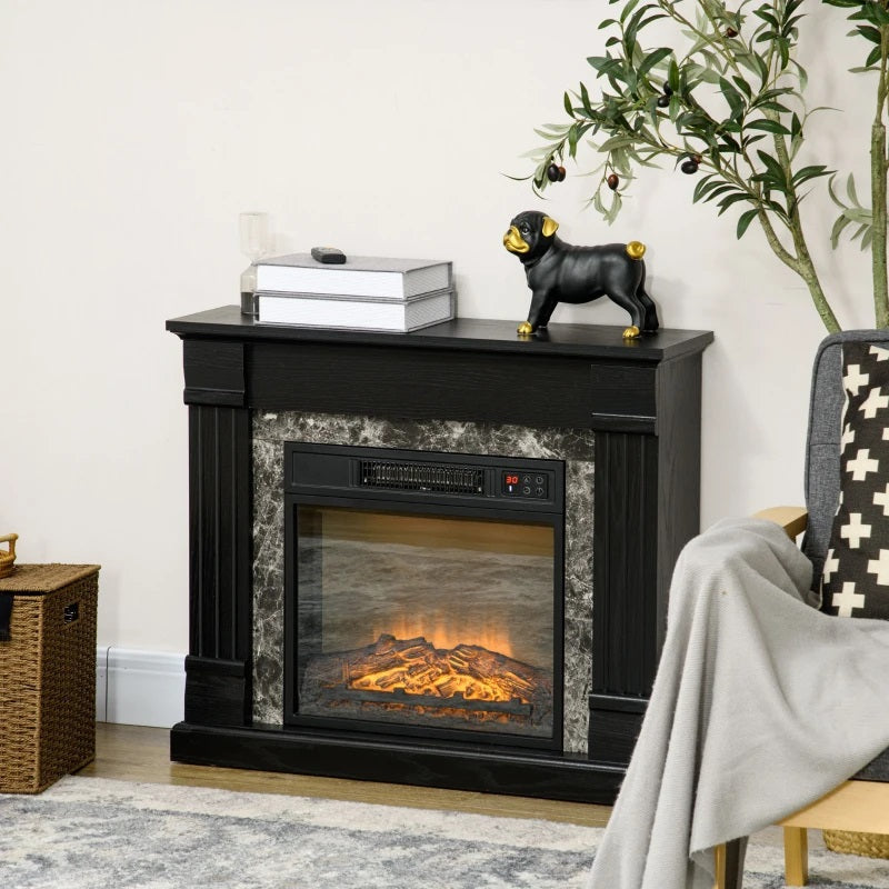 Able Grove 32" Freestanding Electric Fireplace with Black Mantel, Shelf and 1400w Heater