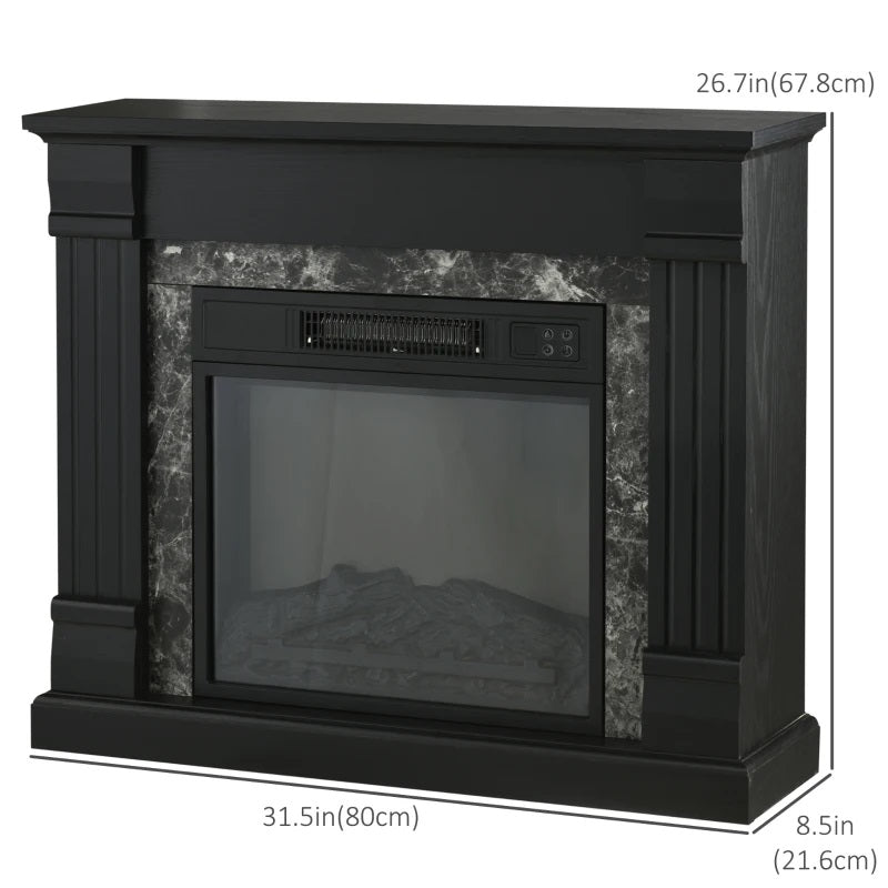 Able Grove 32" Freestanding Electric Fireplace with Black Mantel, Shelf and 1400w Heater