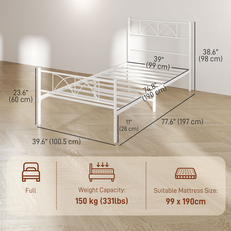 Addison Valley Twin Size Metal Platform Bed - White