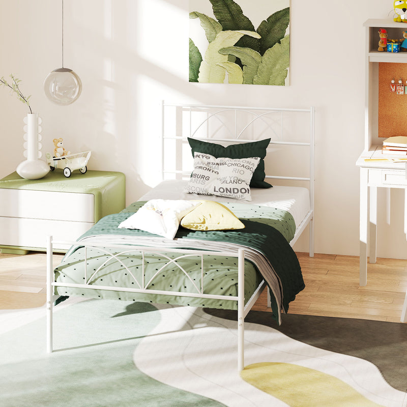 Addison Valley Twin Size Metal Platform Bed - White