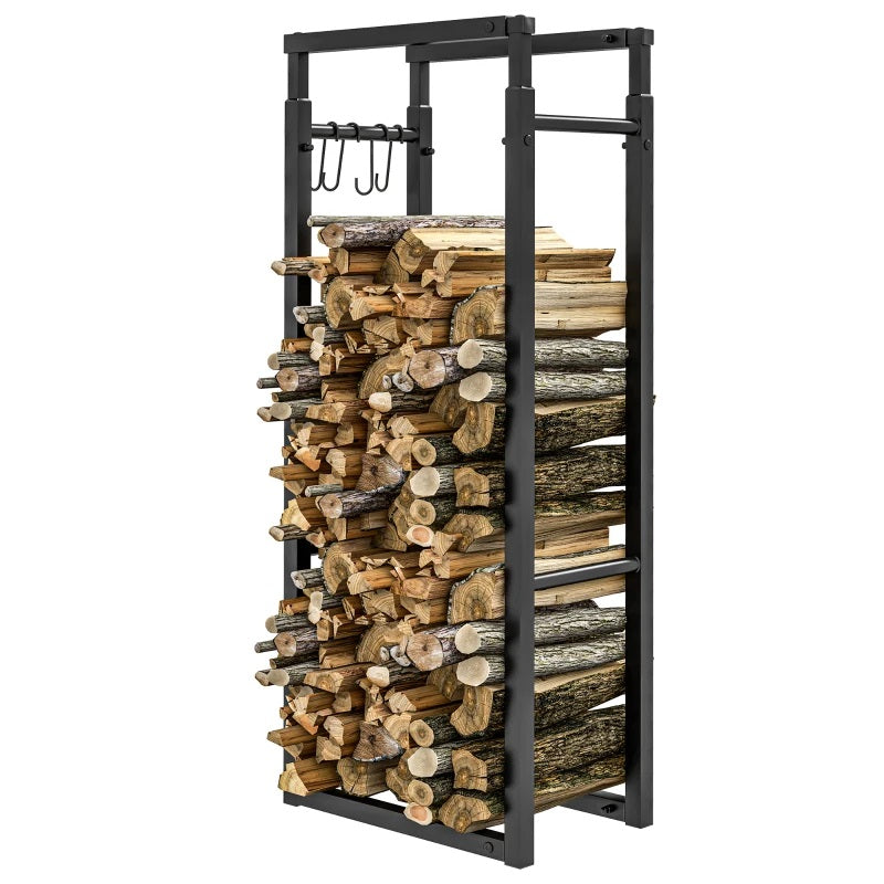 Adjustable Size Indoor Outdoor Heavy-Duty Firewood Rack 26"W x 59"H Max Size