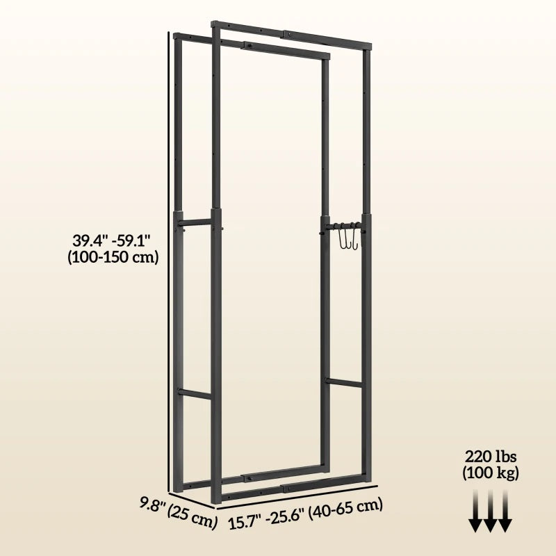 Adjustable Size Indoor Outdoor Heavy-Duty Firewood Rack 26"W x 59"H Max Size