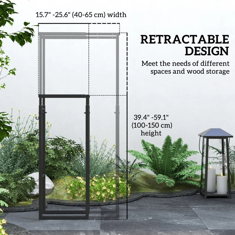 Adjustable Size Indoor Outdoor Heavy-Duty Firewood Rack 26"W x 59"H Max Size
