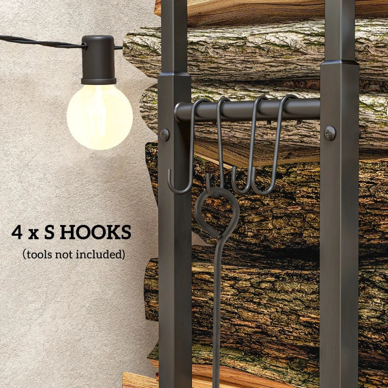 Adjustable Size Indoor Outdoor Heavy-Duty Firewood Rack 26"W x 59"H Max Size