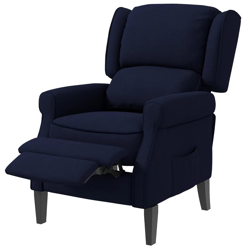 Ander Manual Push Reclining Chair with Vibration Massage - Blue