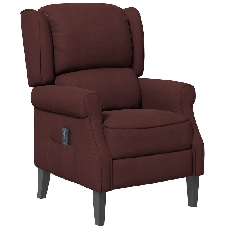 Ander Manual Push Reclining Chair with Vibration Massage - Brown