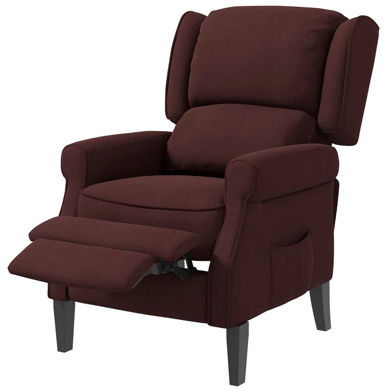 Ander Manual Push Reclining Chair with Vibration Massage - Brown