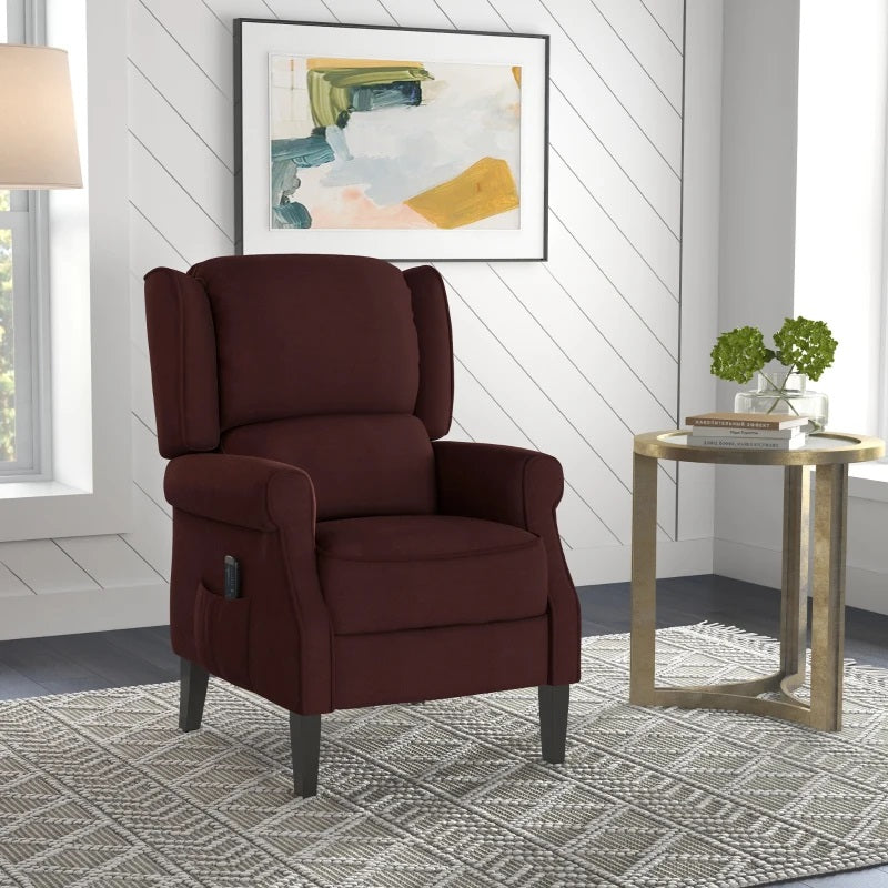 Ander Manual Push Reclining Chair with Vibration Massage - Brown