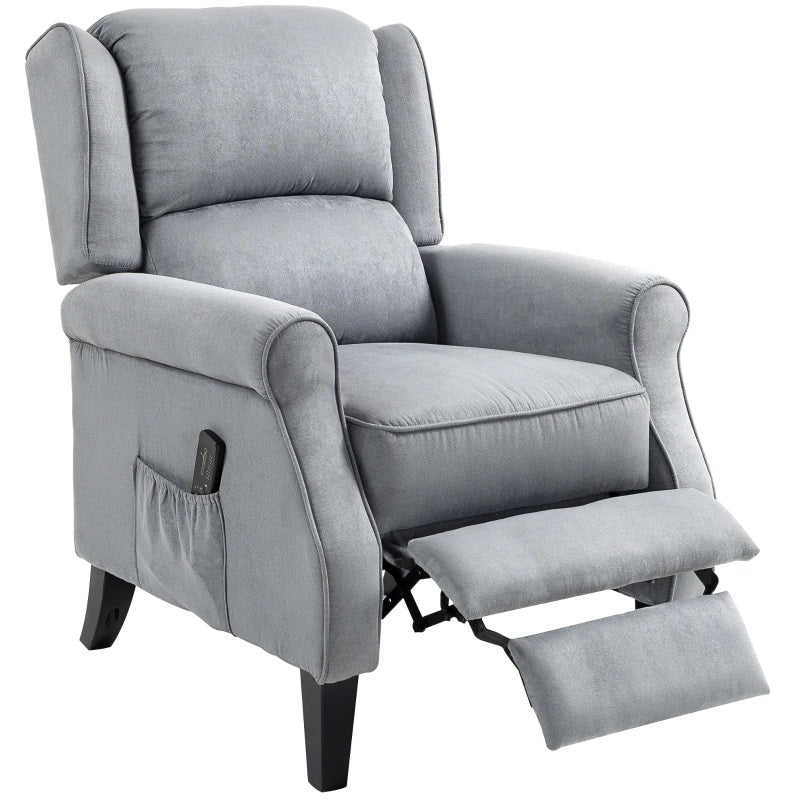 Ander Manual Push Reclining Chair with Vibration Massage - Light Grey