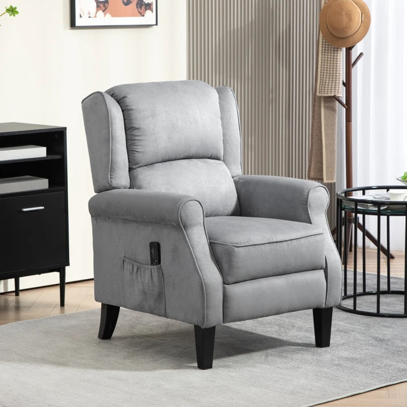 Ander Manual Push Reclining Chair with Vibration Massage - Light Grey