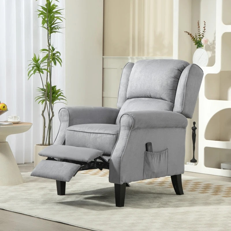 Ander Manual Push Reclining Chair with Vibration Massage - Light Grey