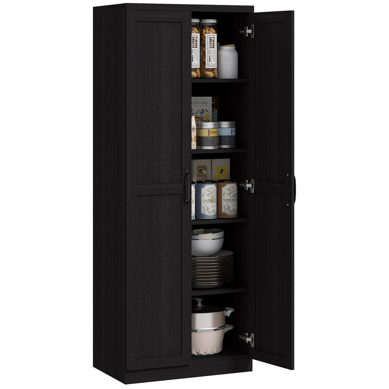 Archer Lane 5-Tier Kitchen Pantry Cabinet with Doors and Adjustable Shelves 63" Tall - Black