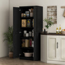 Archer Lane 5-Tier Kitchen Pantry Cabinet with Doors and Adjustable Shelves 63" Tall - Black