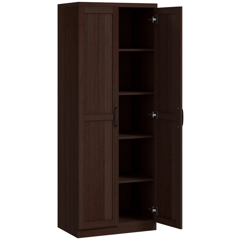 Archer Lane 5-Tier Kitchen Pantry Cabinet with Doors and Adjustable Shelves 63" Tall - Dark Brown