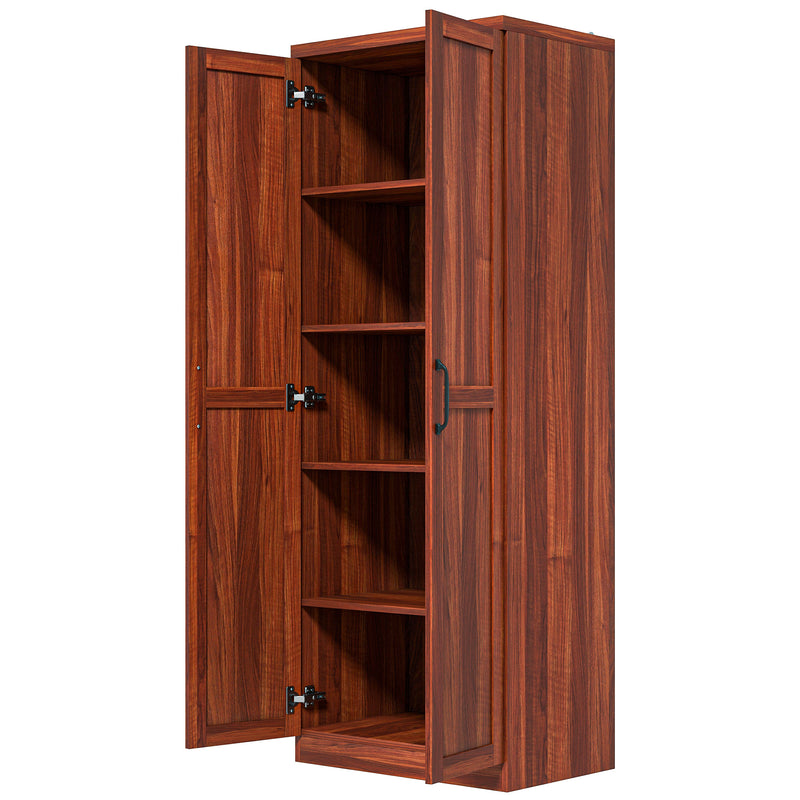 Archer Lane 5-Tier Kitchen Pantry Cabinet with Doors and Adjustable Shelves 63" Tall - Tan Brown