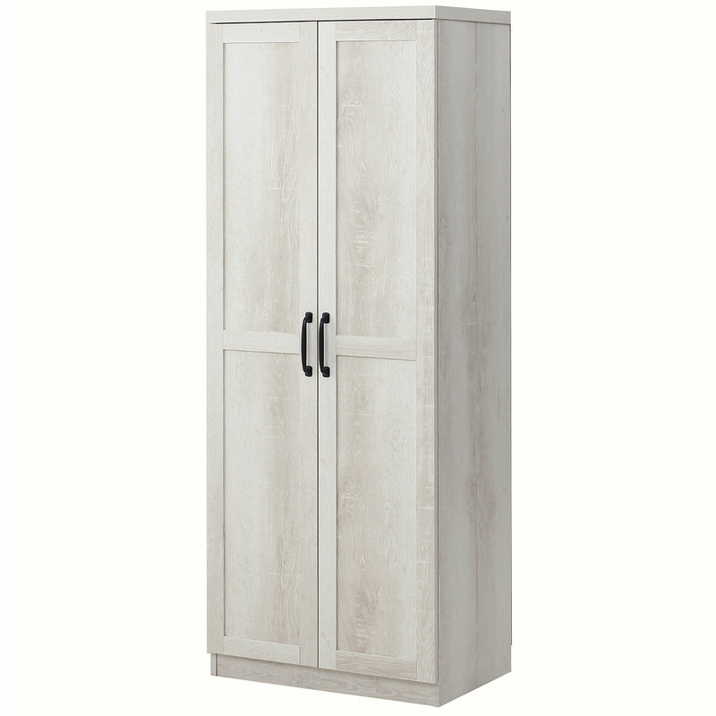 Archer Lane 5-Tier Kitchen Pantry Cabinet with Doors and Adjustable Shelves 63" Tall - Distressed White